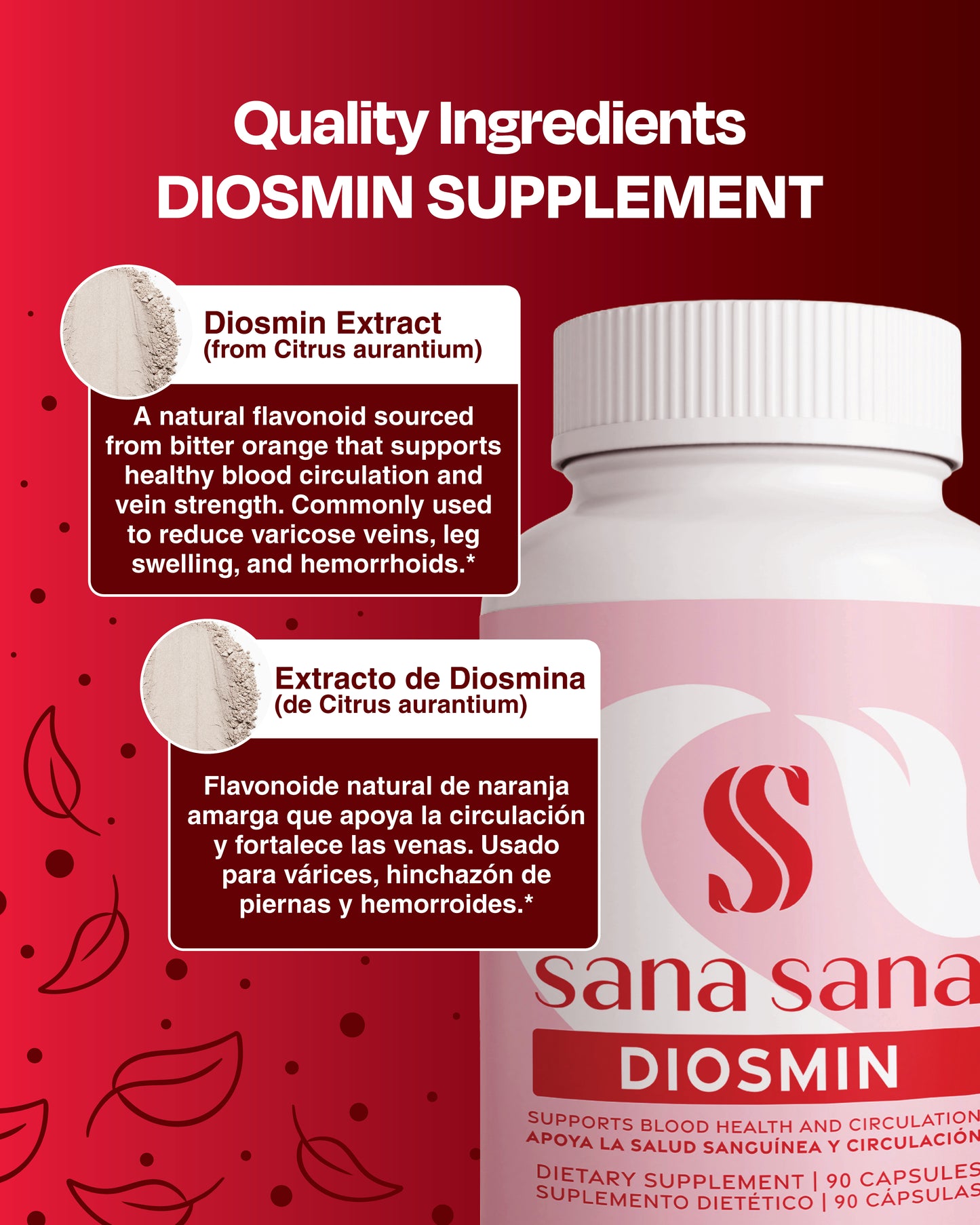 Ingredientes y beneficios de Diosmina 750mg para circulación