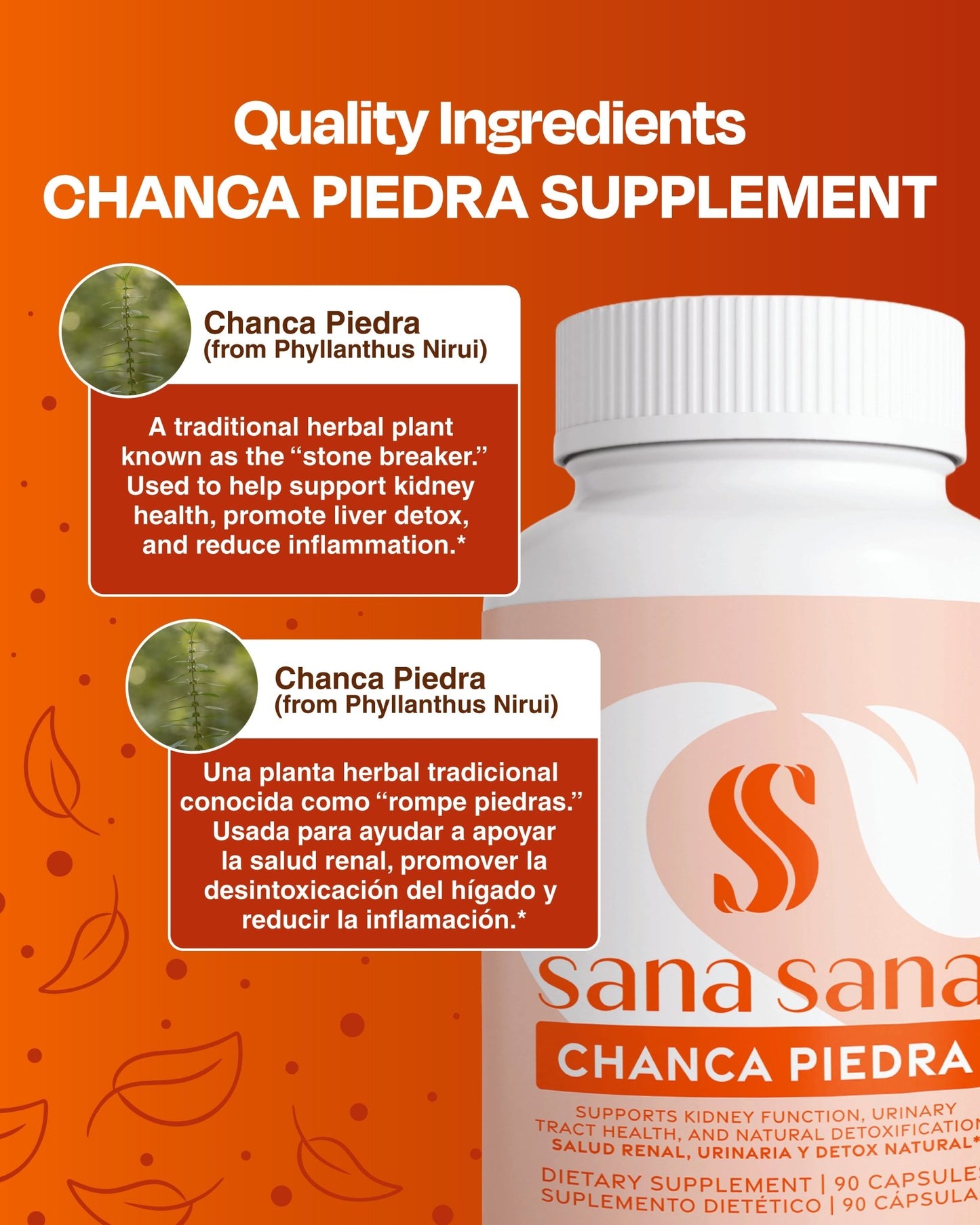 Chanca Piedra 1000mg Cápsulas - Sana Sana - Health & Personal Care > Vitamins & Supplements > Herbal Supplements -